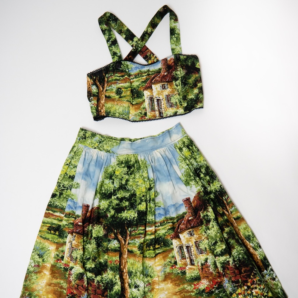 Bernie Dexter circle skirt and crop top set L